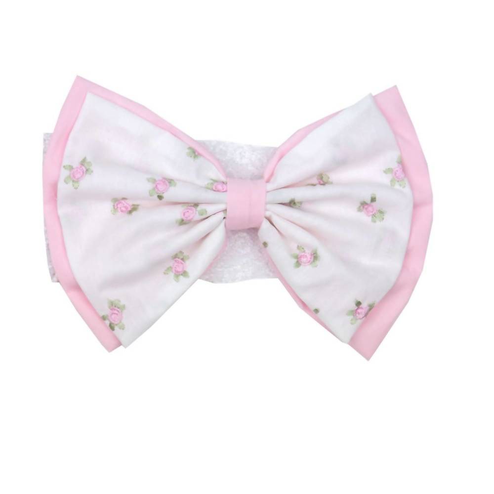 NEW HAUTE BABY baby girls vintage charm headband in pink/white